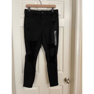 Distressed American Eagle Curvy High Rise Ne(X)t Level Stretch Black Jeans